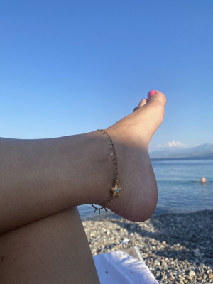 Ατσάλινο αλυσιδάκι ποδιού με αστέρια καινούργιο, χρυσαφί