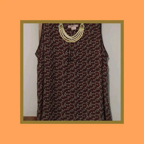 Blouse with beautiful color combinations and pattern, brown, XL