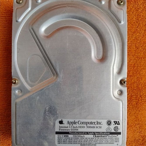 SCSI HDD 500Mb Quantum ProDrive used, Vintage Apple 1994 firmware