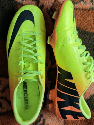 Παπούτσια ποδοσφαιρικά Nike Mercurial μεταχειρισμένα, μέγεθος 46, πράσινα και κίτρινα