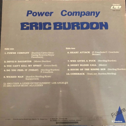 Eric Burdon Power Company vinyl LP like new, classic rock blues