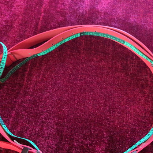 Women's red leather country style belt xl new