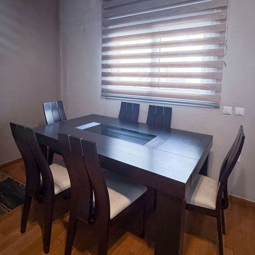 Wenge dining set with 6 solid wood chairs
