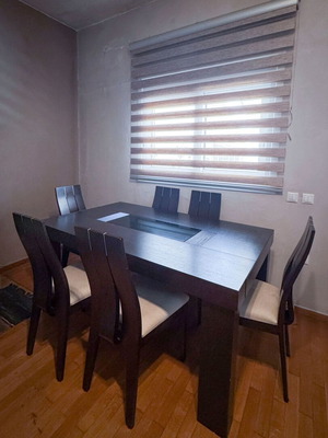 Wenge dining set with 6 solid wood chairs