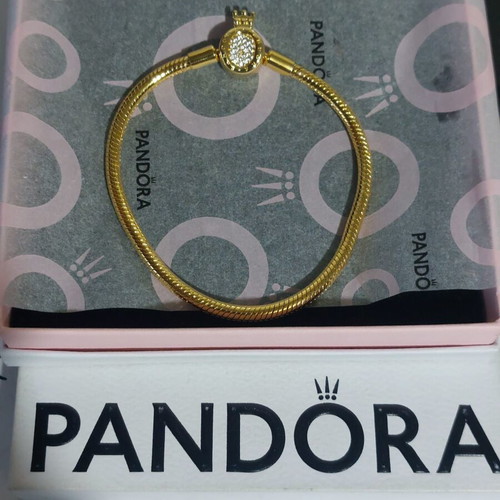Pandora bracelet size 20 cm, gold plated with crown clasp