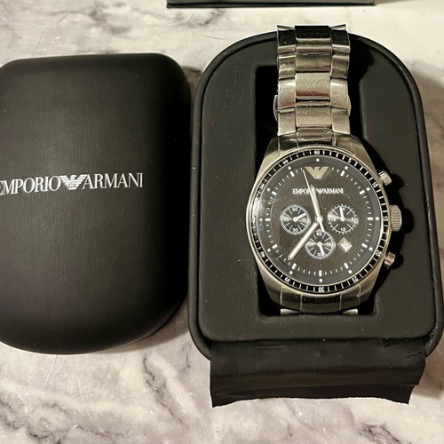Emporio Armani ανδρικό ρολόι χρονογράφος μεταχειρισμένο με κουτί και απόδειξη