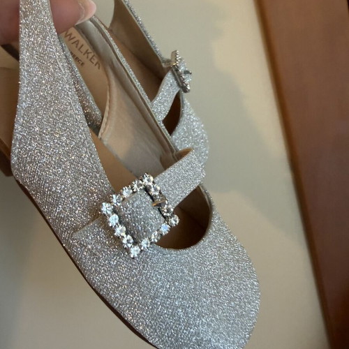 Babywalker silver glitter slingback shoes like new, size 12cm