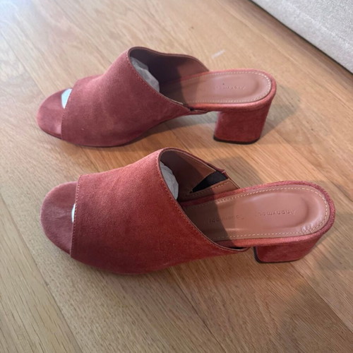 Anonymous Copenhagen suede mules, brick red