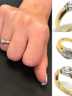 Δαχτυλίδι μονόπετρο vintage 18 καράτια 4.1 γρ. με μπριγιάν σαν καινούργιο