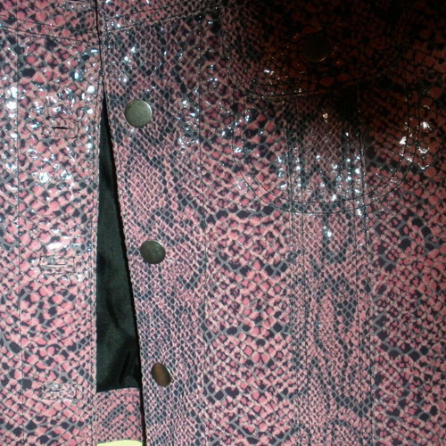 Women's leather jacket with pink and grey snake print, International Leatherwear
