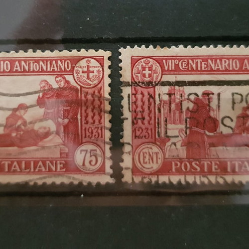 Italian Antoniano Stamps St. Anthony 75c used with 2 types of perforations