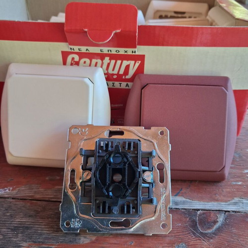 Century Control Ale-Retour Switches pack of 19 with 48 covers cherry and beige-salmon