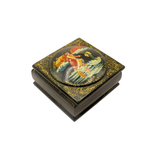 Vintage Russian Lacquered Jewelry Box like new, hand-painted USSR 60s