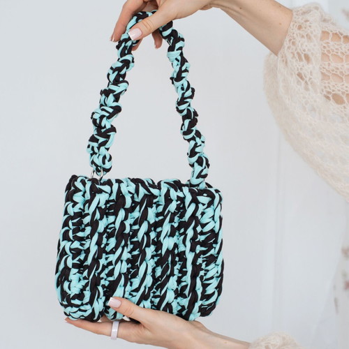 Handmade Crochet Bag, Shoulder and Crossbody, Turquoise Brown