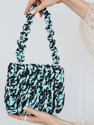 Handmade Crochet Bag, Shoulder and Crossbody, Turquoise Brown
