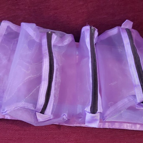 Travel toiletry bag new with 4 small mesh organizers purple