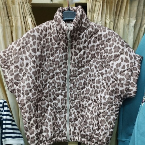 Women's short-sleeve leopard jacket new one size beige