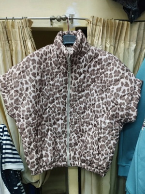 Women's short-sleeve leopard jacket new one size beige