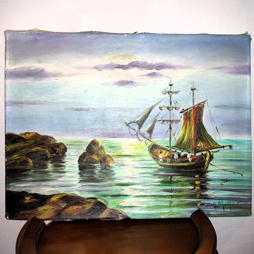 Painting on canvas used 40x30cm with landscape