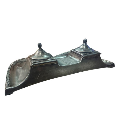 Kayser Art Nouveau Silver-Plated Inkstand used, collectible