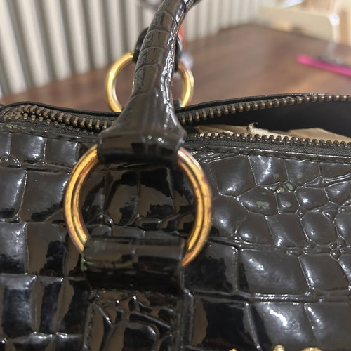 Martissima black croco pattern barrel handbag