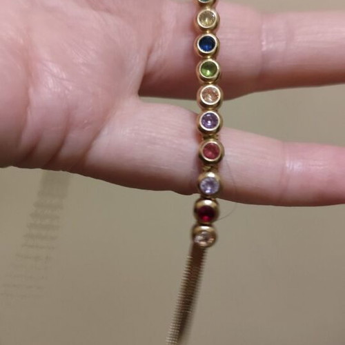 Gold-plated 14K necklace with multicolor zircon like new