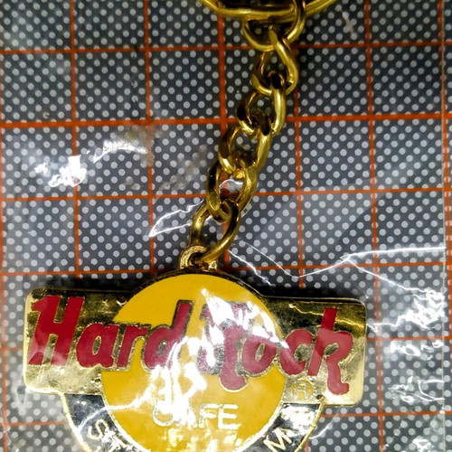 Hard Rock Cafe Stockholm vintage collectible keychain new, multicolor, gold-tone