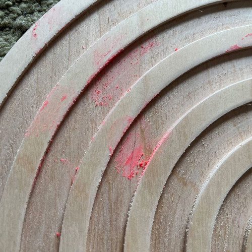 Rainbow sensory play disk used