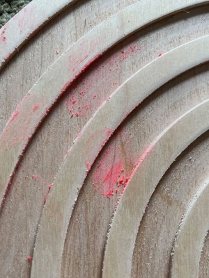 Rainbow sensory play disk used
