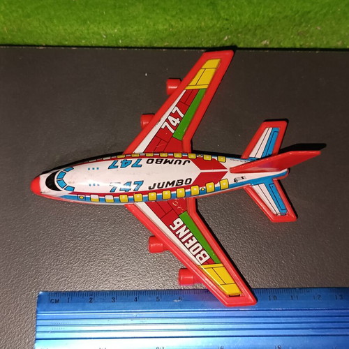 Vintage Japanese Boeing 747 Tin Toy airplane used