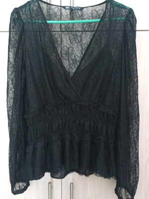 Zara μαύρο κρουαζέ τοπ από δαντέλα XL σαν καινούργιο