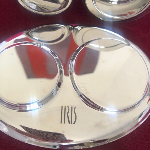 Iris sugar bowl and milk jug set like new with tray and spoon
