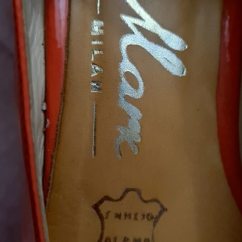 Mark Milan leather platform shoes used, coral, size 41