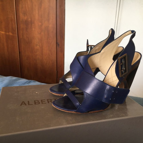 Alberta Ferretti evening sandals used, blue, size 38