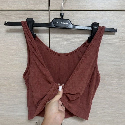 Mind Matter ribbed elastic crop top muted burgundy, like new