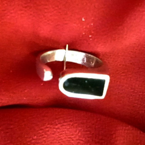 Minimalist 925 Silver Ring with Black Onyx, Adjustable
