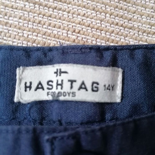 Hashtag cotton pants for boys age 14, blue