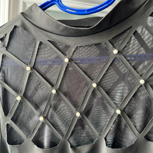 Shein long-sleeve blouse new with pearls black XXXL