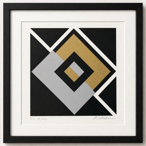 Alexius Huber Signed Screen Print H.C. 39/150, Op Art geometric
