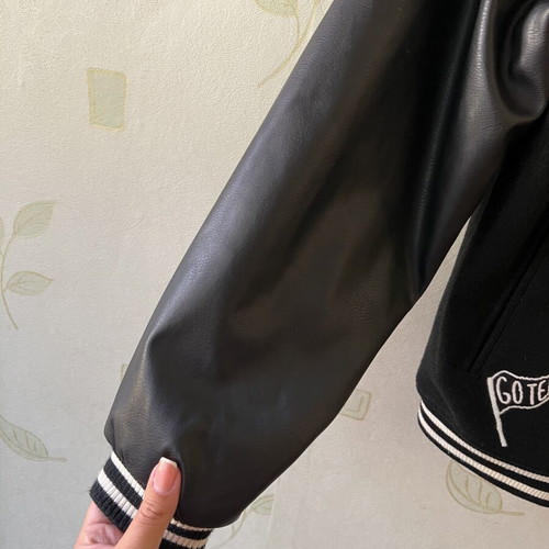 H&M leather women's black jacket with pockets and patches size M like new premium quality