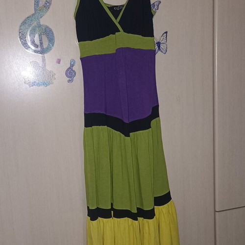 Enzzo long women's dress like new, size S-M, cotton, multicolor black