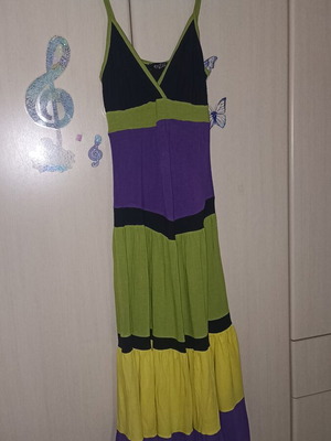 Enzzo long women's dress like new, size S-M, cotton, multicolor black