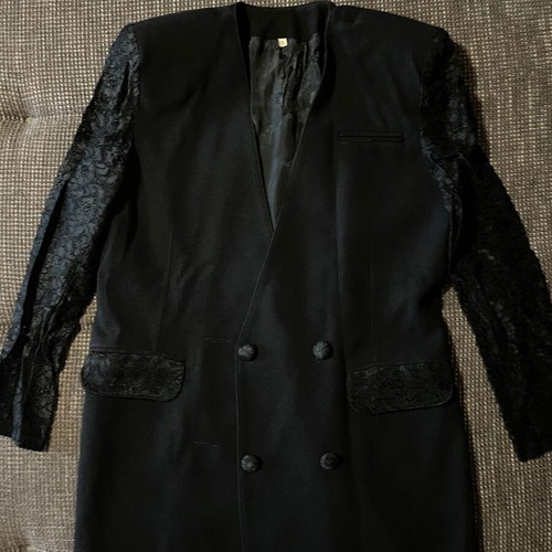 Black long blazer with lace sleeves and pockets, like new