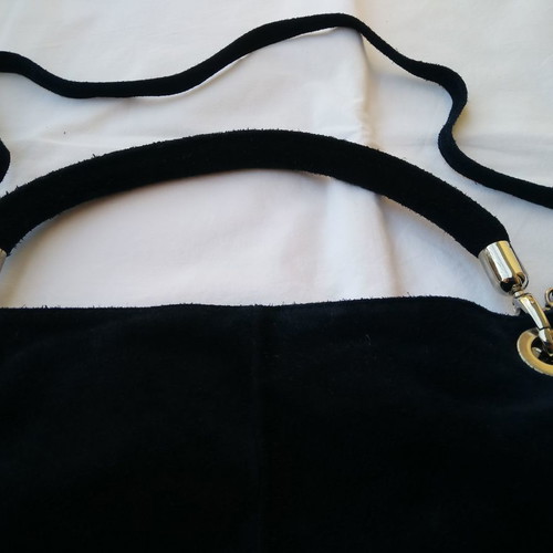 Leather women's suede shoulder bag used, blue