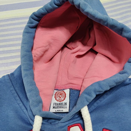 Franklin Marshall hoodie sweatshirt used, size Large, blue