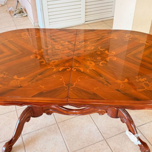 Palazzo Athens dining table Italian solid wood with marquetry extendable refurbished