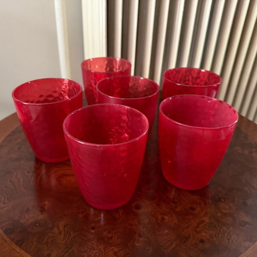 Glasses used, cheerful red, set of 6 pieces
