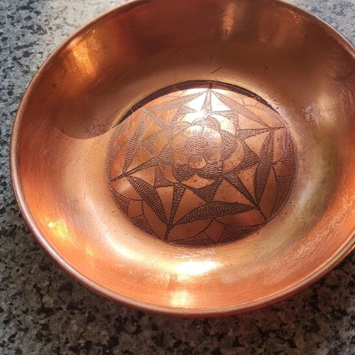 Brass decorative plates set with handmade carving used