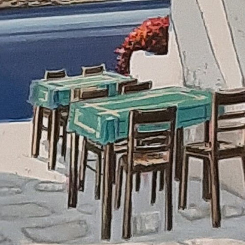 Λιθογραφία Ταβερνάκι σε Ελληνικό νησί Pierre Bertaux Marais σαν καινούργιο