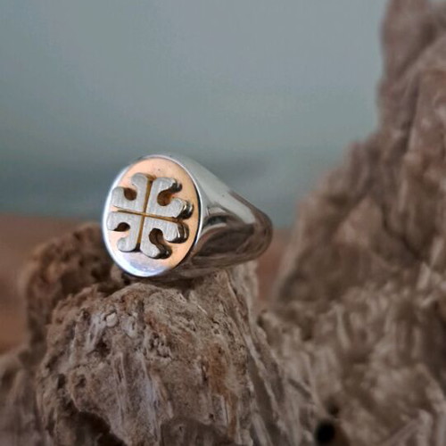 Silver 925 ring new with cross and hearts motif